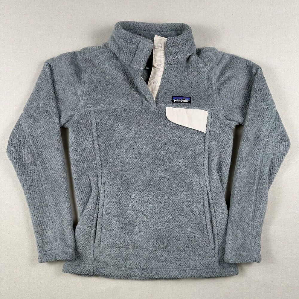 Patagonia Retool Snap T Fleece Sweatshirt Womens XS Gray Cream Polartec Pullover